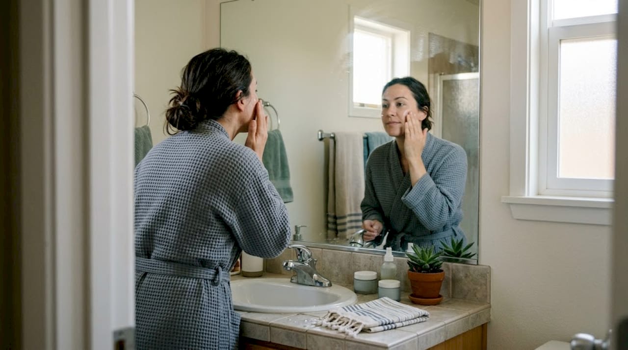 Woman applying serum during morning skincare routine