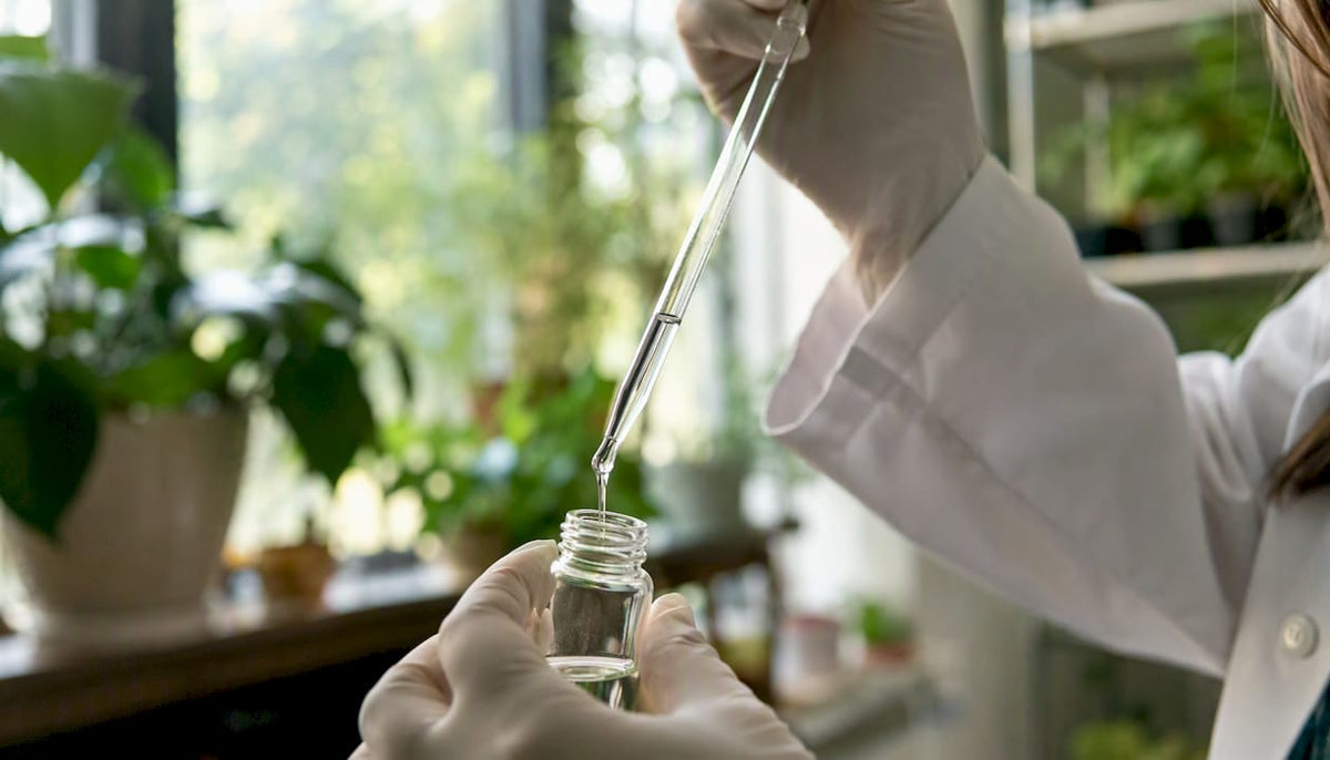 Scientist pipetting serum in research lab