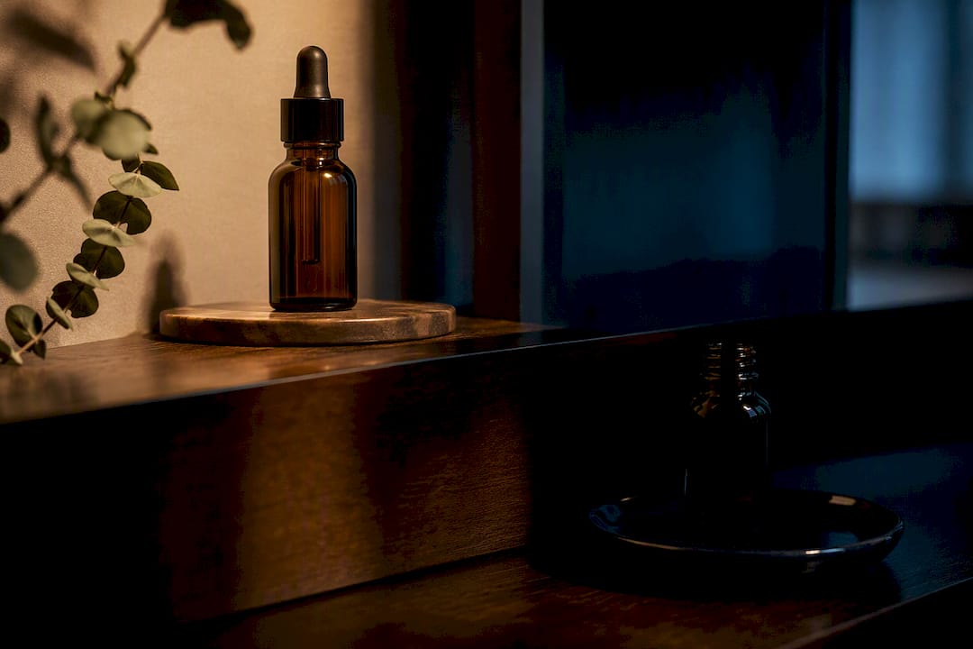 Anonymous serum containers on a storage shelf
