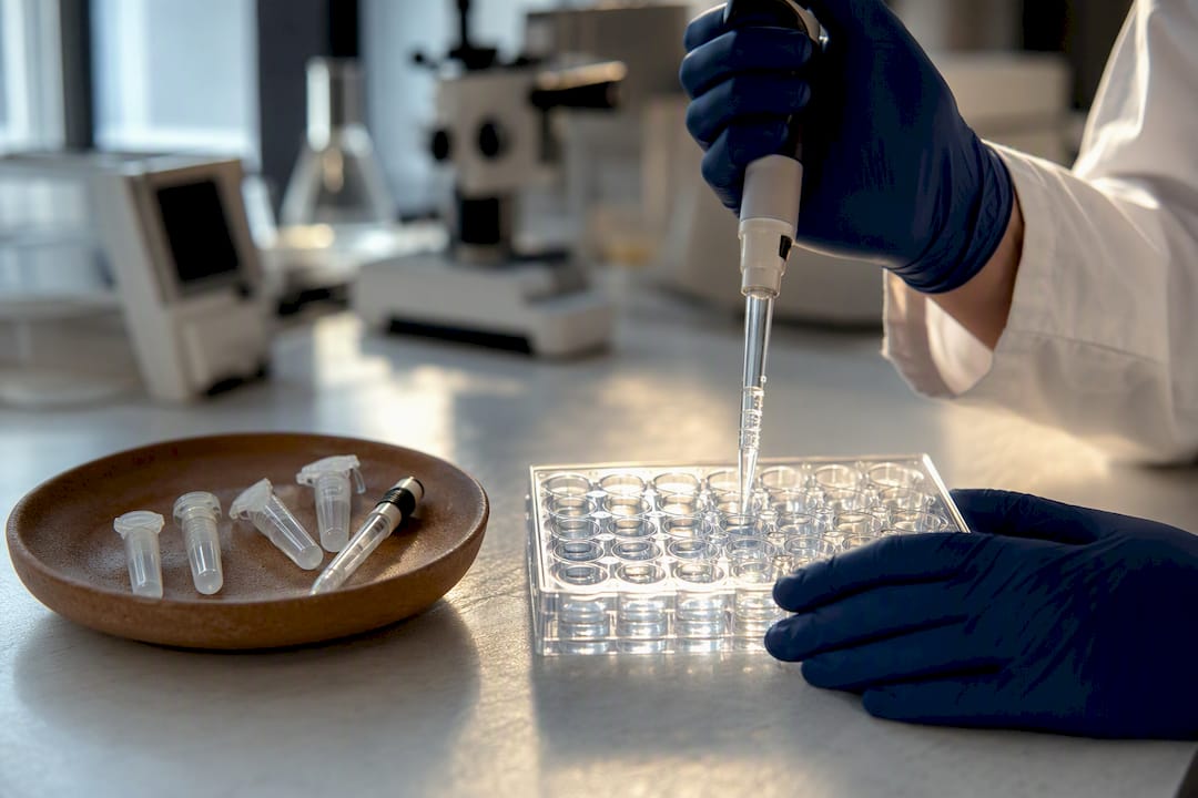 Peptide solution analyzed in laboratory plate